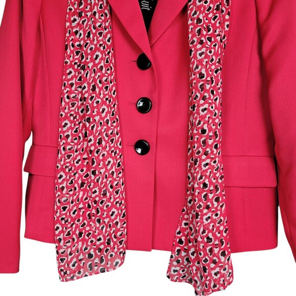 Le Suit Jacket Skirt Suit Womens 10 Pink Black 2PC Business Casual Career Office - Picture 6 of 16